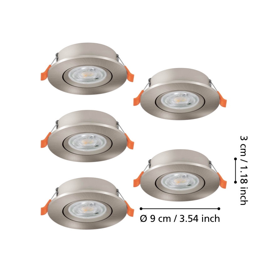 Eglo - Komplektas 5 vnt. įleidžiamų LED taškinių šviestuvų LED/4,8W/230V 2700/4000/6500K matinis chromas