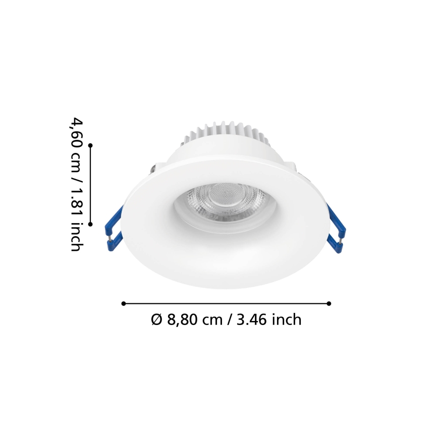 Eglo - LED vonios įleidžiamas šviestuvas LED/4,9W/230V 2700/4000/6500K skersm. 8,8 cm IP65 balta