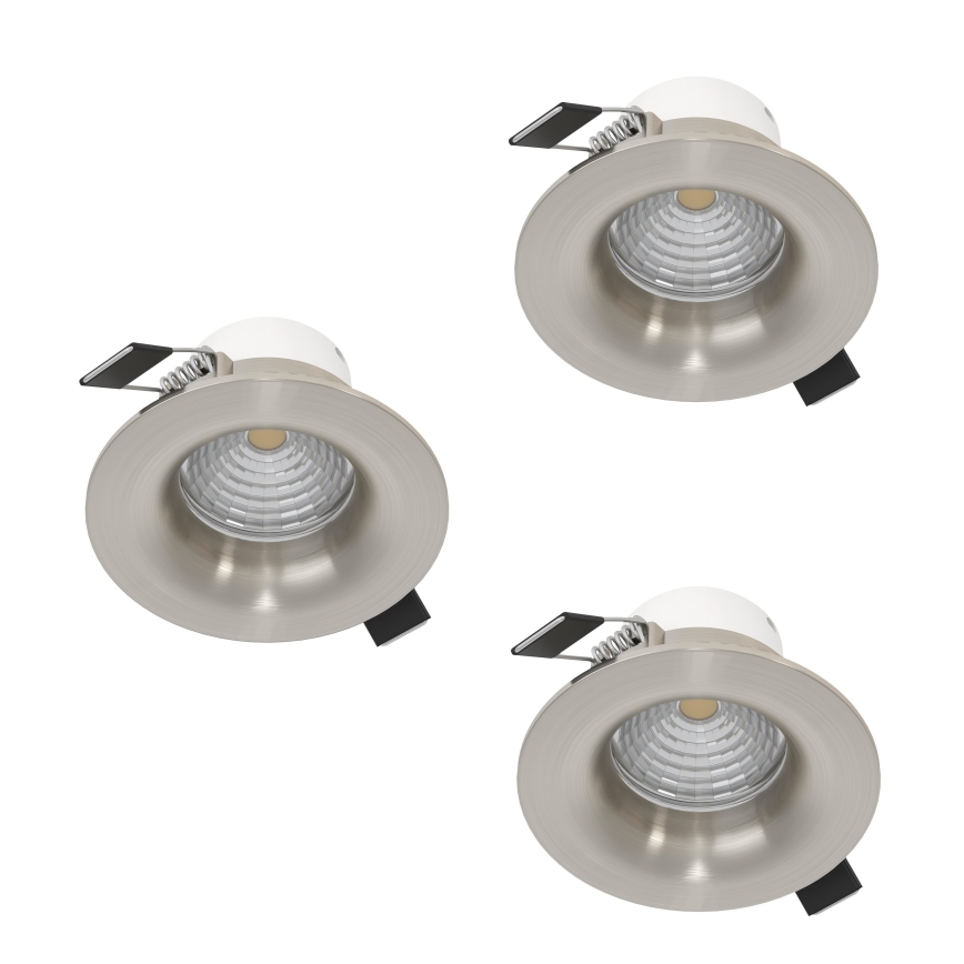 Eglo - Komplektas 3x: dimeriuojami įleidžiami LED šviestuvai LED/4,8W/230V, skersmuo 8,8 cm, matinis chromas