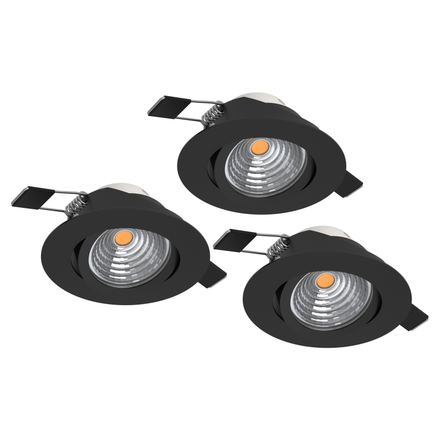 Eglo - Komplektas 3 vnt. dimeriuojamų įleidžiamų LED šviestuvų LED/6,4W/230V, skersmuo 8,8 cm, juodi
