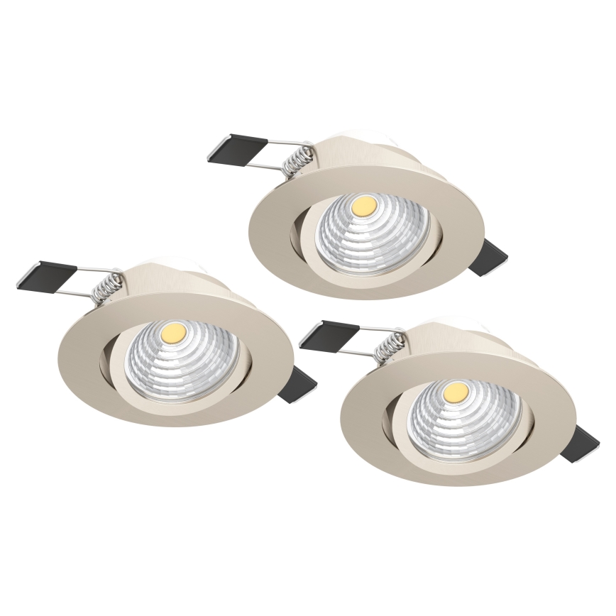 Eglo - Komplektas 3x dimeriuojami įleidžiami LED šviestuvai LED/6,4W/230V skersmuo 8,8 cm matinis chromas
