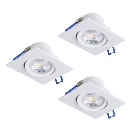 Eglo - komplektas 3 vnt. reguliuojamų įleidžiamų LED šviestuvų LED/4,8 W/230 V 8,8x8,8 cm, balti