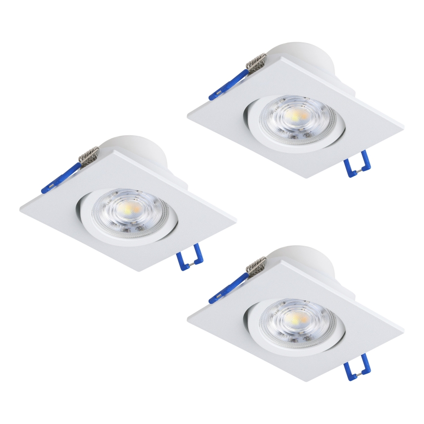Eglo - komplektas 3 vnt. reguliuojamų įleidžiamų LED šviestuvų LED/4,8 W/230 V 8,8x8,8 cm, balti