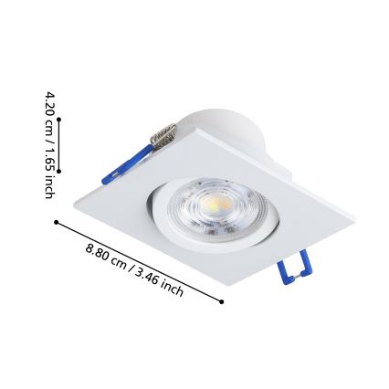 Eglo - komplektas 3 vnt. reguliuojamų įleidžiamų LED šviestuvų LED/4,8 W/230 V 8,8x8,8 cm, balti