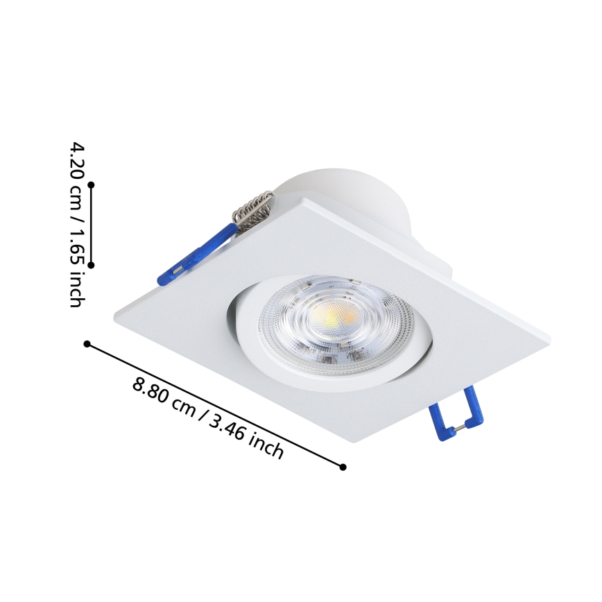 Eglo - komplektas 3 vnt. reguliuojamų įleidžiamų LED šviestuvų LED/4,8 W/230 V 8,8x8,8 cm, balti