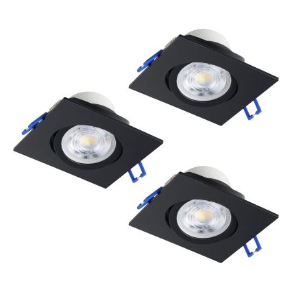 Eglo - Komplektas 3x dimeriuojamų įleidžiamų LED šviestuvų LED/6,4W/230V 8,8x8,8 cm juoda