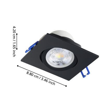 Eglo - Komplektas 3x dimeriuojamų įleidžiamų LED šviestuvų LED/6,4W/230V 8,8x8,8 cm juoda