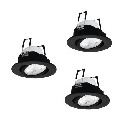 Eglo - RINKINYS 3x LED RGBW dimeriuojamas įleidžiamas šviestuvas LED/4,7W/230V 2700-6500K juoda
