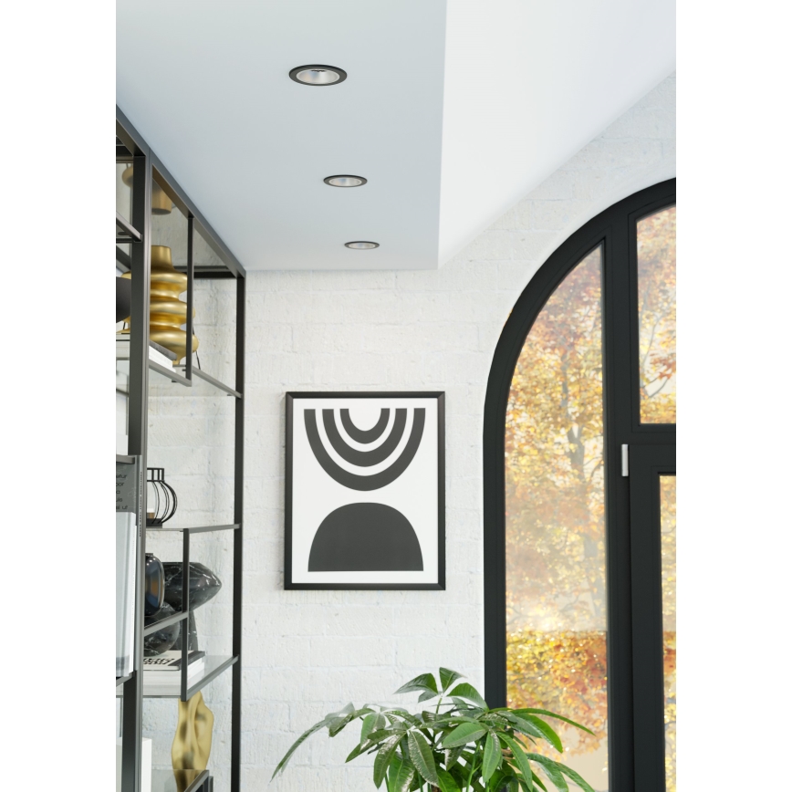 Eglo - LED RGBW dimeriuojamas vonios kambario įleidžiamas lubų šviestuvas LED/4,8W/230V 2700-6500K IP44 juodas