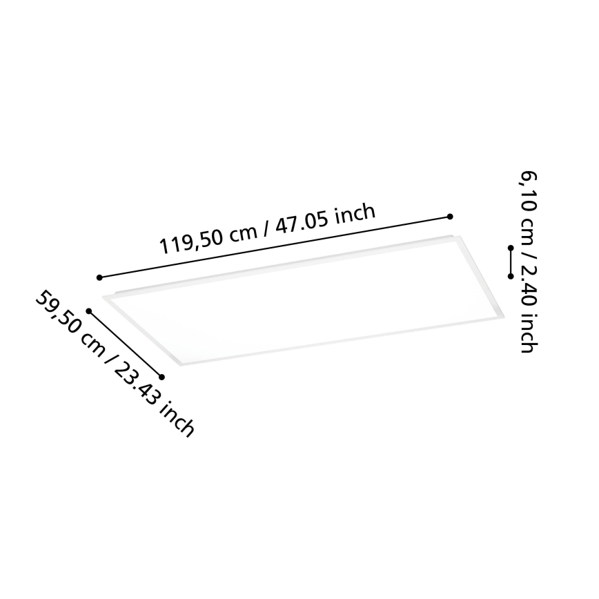 Eglo - LED paviršinis panelis LED/36,5W/230V 2700/4000/6500K 120x60 cm balta