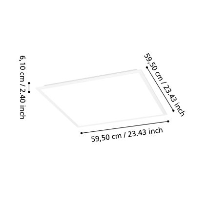 Eglo - LED Dimeriuojamas prigludęs LED panelis/33W/230V 2700-6500K 60x60 cm baltas + su nuotoliniu pulteliu
