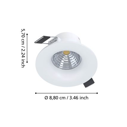 Eglo - Dimeriuojamas įleidžiamas LED šviestuvas LED/6,4W/230V skersmuo 8,8 cm balta