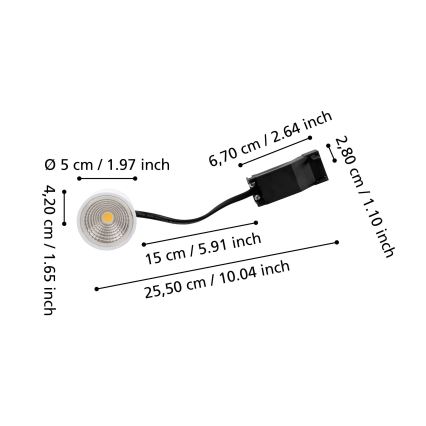 Eglo - Pritemdomas LED modulis LED/4,8W/230V 2700K