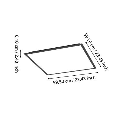 Eglo - Paviršinė LED panelė LED/32,5W/230V 2700/4000/6500K 60x60 cm juoda
