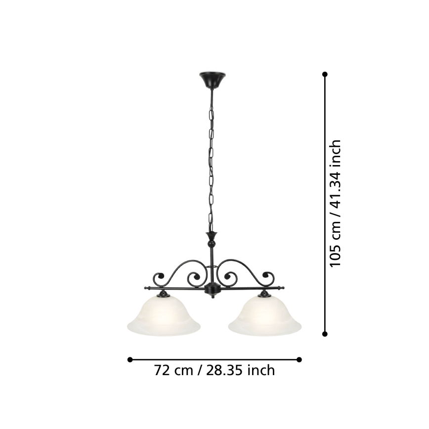 Eglo - Sietynas ant grandinės 2xE27/60W/230V