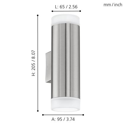 Eglo - Sieninis lauko šviestuvas LED GU10/2.5W/230V