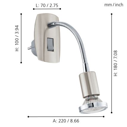 Eglo - LED Kištukinio lizdo lemputė 1xGU10-LED/3W/230V