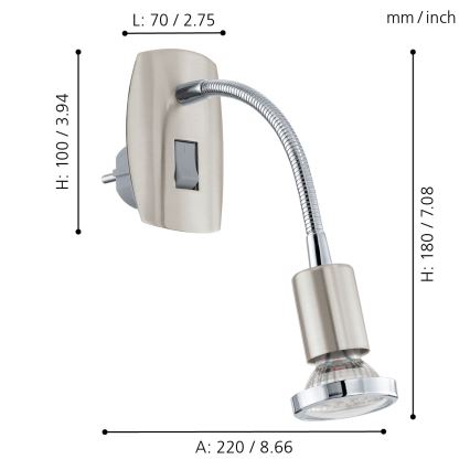 Eglo - LED SKištukinio lizdo lemputė 1xGU10-LED/3W/230V