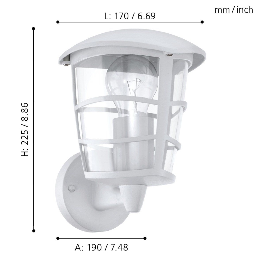 Eglo - Sieninis LED lauko šviestuvas 1xE27/8,5W/230V IP44