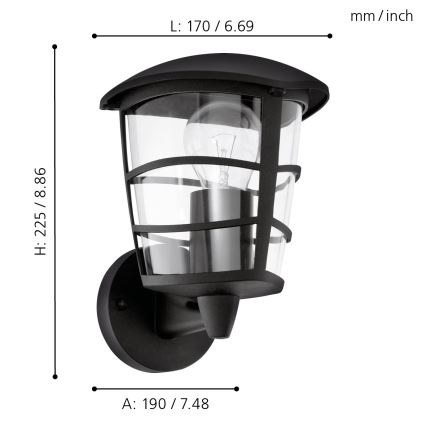 Eglo - Sieninis LED lauko šviestuvas 1xE27/8,5W/230V IP44