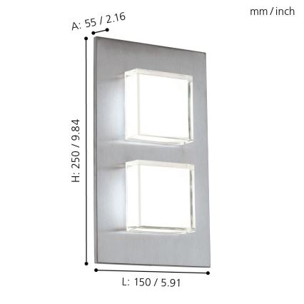 Eglo 93365 - Sieninis LED lauko šviestuvas PIAS 2xLED/2.5W/230V