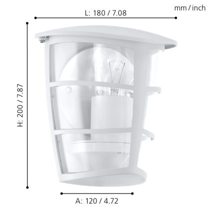 Eglo - Sieninis LED lauko šviestuvas 1xE27/8,5W/230V IP44