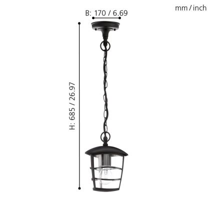 Eglo - LED lauko sietynas 1xE27/8,5W/230V IP44