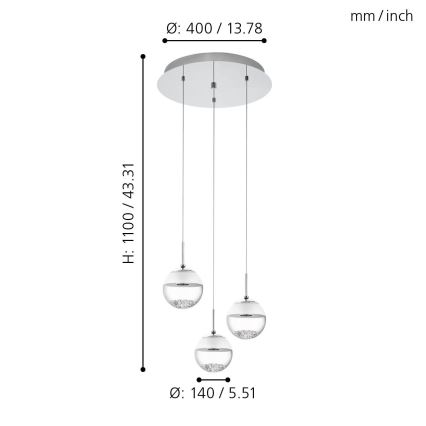 Eglo - LED sietynas 3xLED/5W/230V