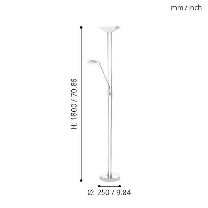 Eglo - LED pritemdomas toršeras LED/20W + LED/2,5W blizgus chromas