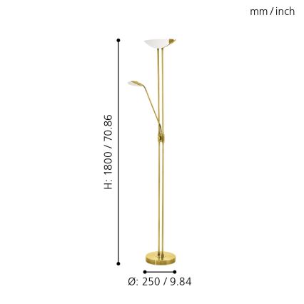 Eglo - LED pritemdomas toršeras LED/20W + LED/2,5W žalvaris