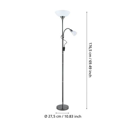 Eglo - Toršeras 1xE27/60W/230V + 1xE14/25W/230V juodas chromas
