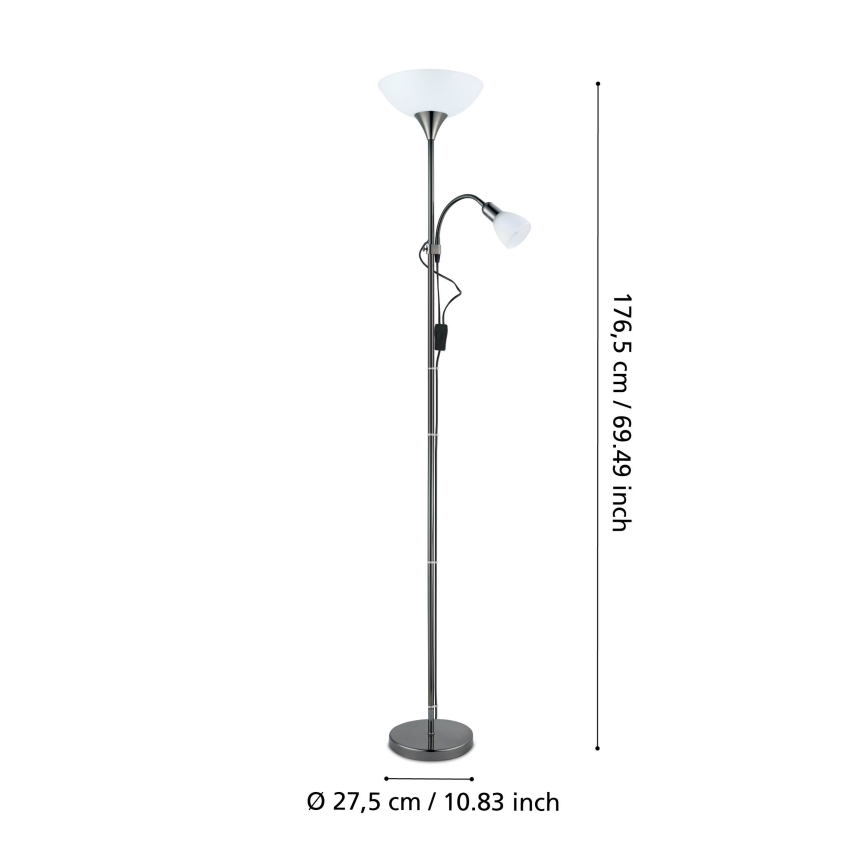 Eglo - Toršeras 1xE27/60W/230V + 1xE14/25W/230V juodas chromas