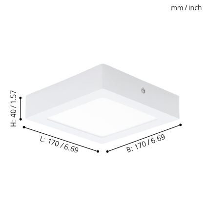 Eglo 94073 - Lubinis LED šviestuvas FUEVA 1 LED/10.95W/230V