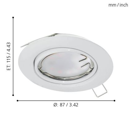 Eglo - LED Įleidžiamas lubinis šviestuvas 1xGU10-LED/5W/230V