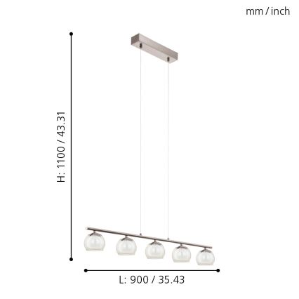 Eglo 94319 - Kabinamas LED šviestuvas ASCOLESE 5xLED/3.3W/230V