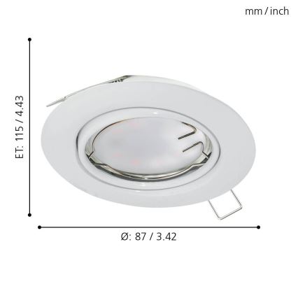 Eglo - KOMPLEKTAS 3x įleidžiamas LED šviestuvas PENETO 3xGU10-LED/5W/230V