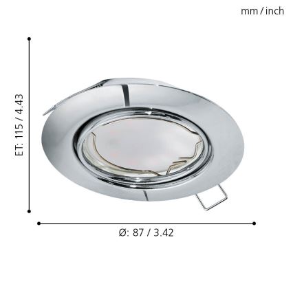 Eglo - KOMPLEKTAS 3x įleidžiamas lubinis LED šviestuvas PENETO 3xGU10-LED/5W/230V