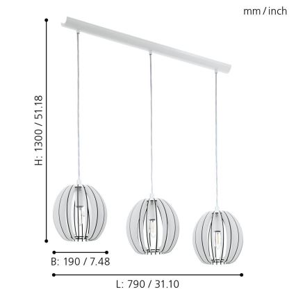 Eglo 94444 - Sietynas COSSANO 3xE14/40W/230V