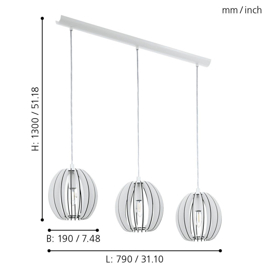 Eglo 94444 - Sietynas COSSANO 3xE14/40W/230V