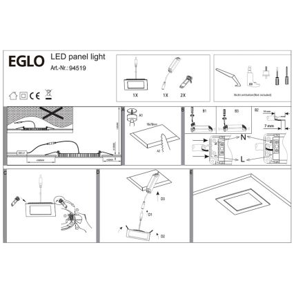 Eglo 94519 - įleidžiamas LED šviestuvas FUEVA 1 LED/2,7W/230V