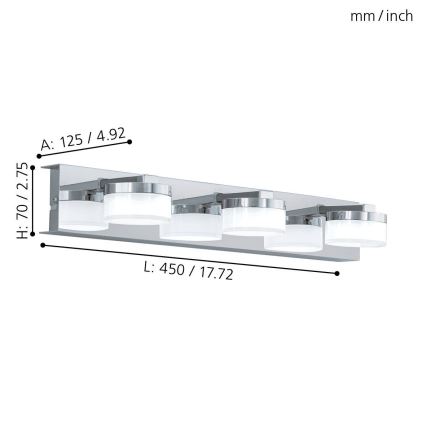 Eglo - LED vonios kambario sieninis šviestuvas 3xLED/4,5W/230V IP44