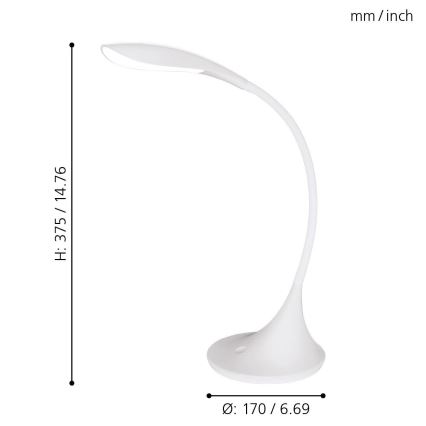 Eglo - Pritemdomas LED stalo šviestuvas 1xLED/4.5W/230V baltas