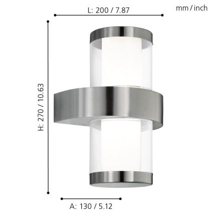 Eglo - Sieninis lauko šviestuvas 2xLED/3.7W/230V