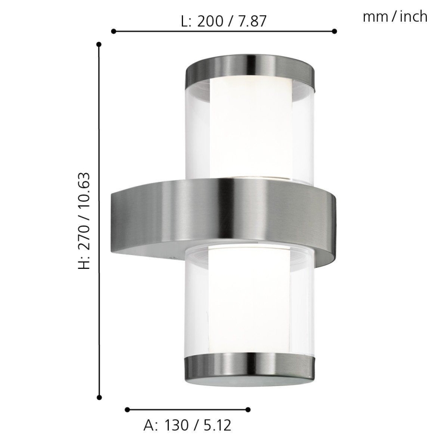 Eglo - Sieninis lauko šviestuvas 2xLED/3.7W/230V