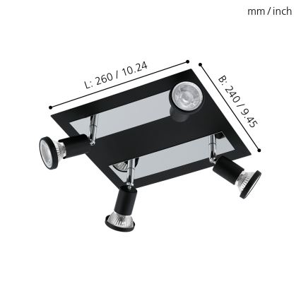 Eglo 94966 - LED akcentinis šviestuvas SARRIA 4xGU10-LED/5W/230V