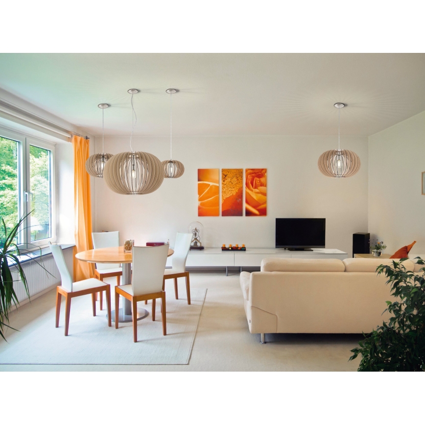 Eglo 95042 - Pakabinamas šviestuvas STELLATO su laidu 1xE27/60W/230V skersmuo 70 cm smėlio spalvos