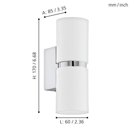 Eglo - LED sieninis šviestuvas 2xGU10-LED/4W/230V