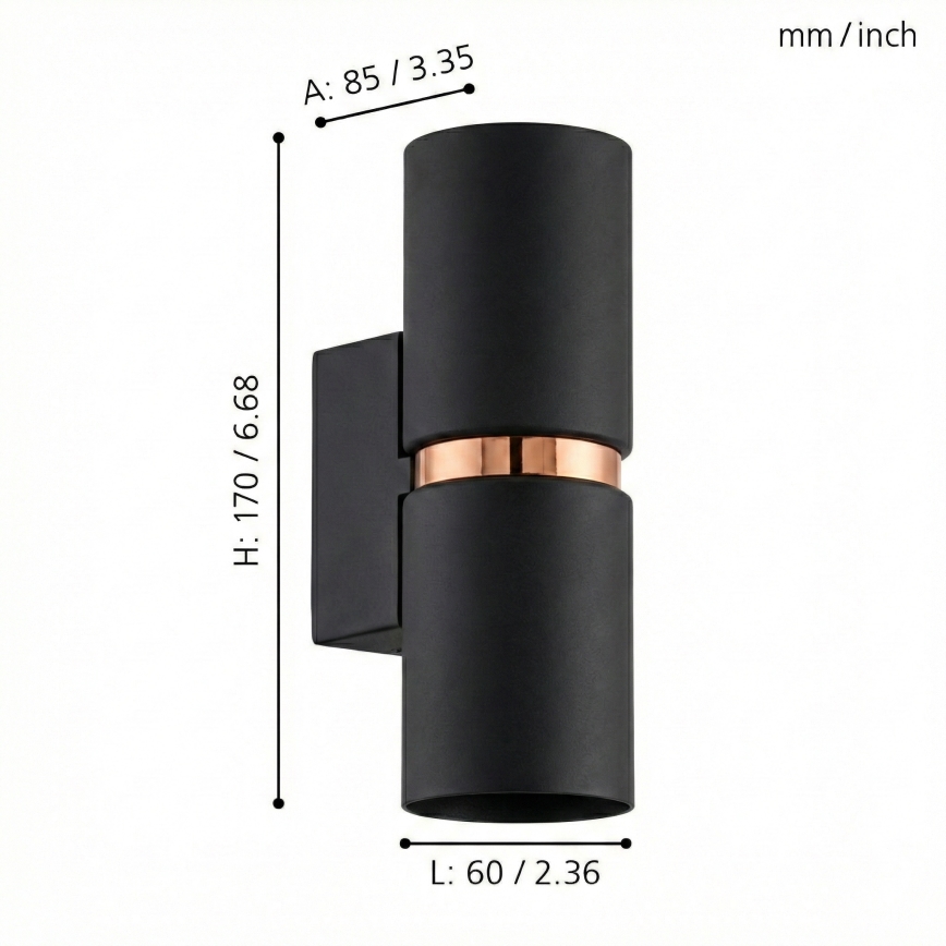 Eglo 95371 - LED sieninis šviestuvas PASSA 2xGU10-LED/4W/230V