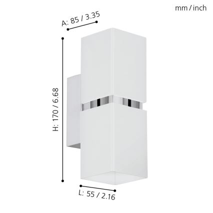 Eglo - LED sieninis šviestuvas 2xGU10-LED/4W/230V