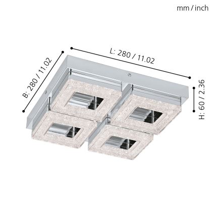 Eglo - LED krištolinis lubinis šviestuvas 4xLED/4W/230V